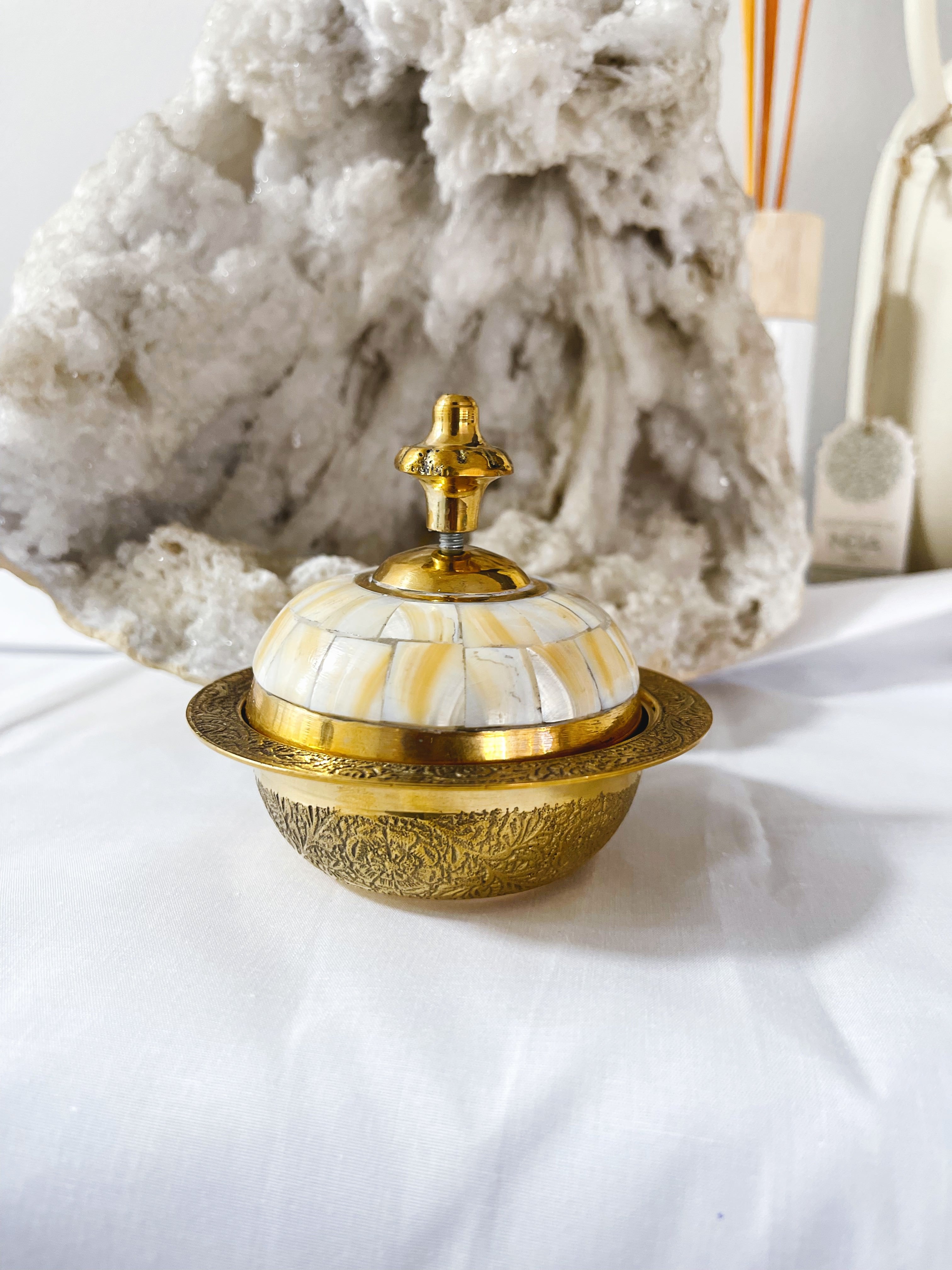 Brass and Pearl Offering Bowl
